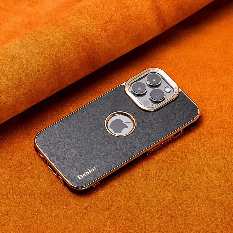 Apple 15-12 leather phone case. High-end cowhide cover. All-inclusive anti-fall advanced sense