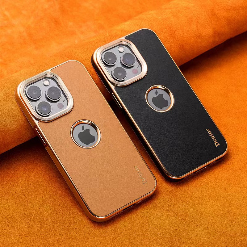 Apple 15-12 leather phone case. High-end cowhide cover. All-inclusive anti-fall advanced sense