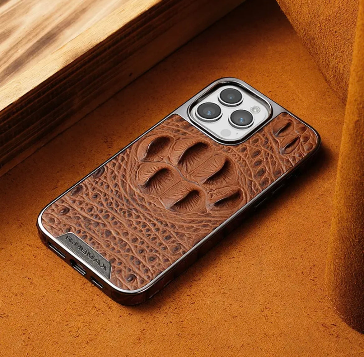 Apple 15/12 genuine leather crocodile claw pattern mobile phone case high-end full cover anti-fall