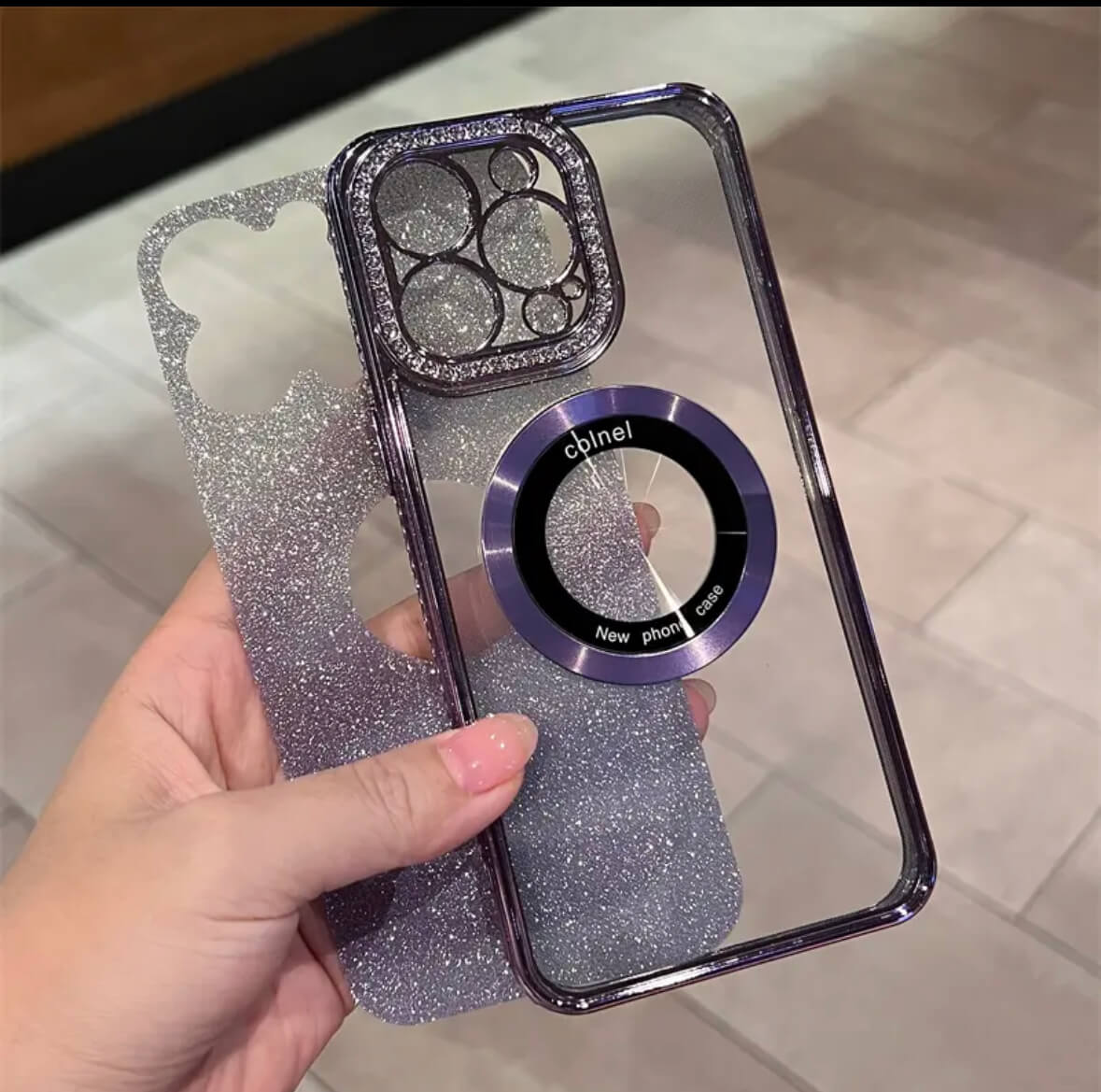 Прозорий чохол для телефону MagSafe із блискучими діамантами та гальванічним покриттям