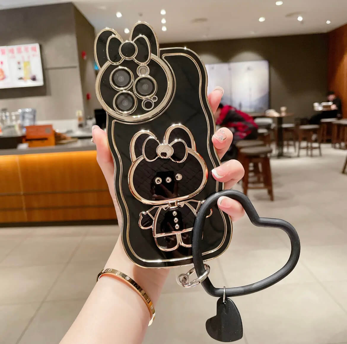 Moe rabbit cosmetic mirror bracket phone case