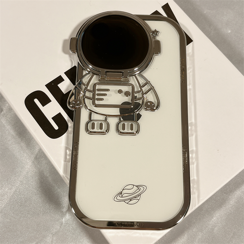 3D Astronaŭto-Lenso Protektanto Kickstand iPhone-Kazo
