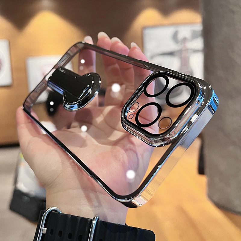 Прозорий чохол для iPhone із підставкою, що обертається на 360 градусів 
