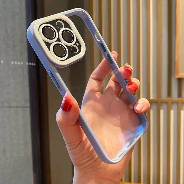 CONTRAST WHITE COLOR CAMERA IPHONE CASE WITH LENS PROTECTOR