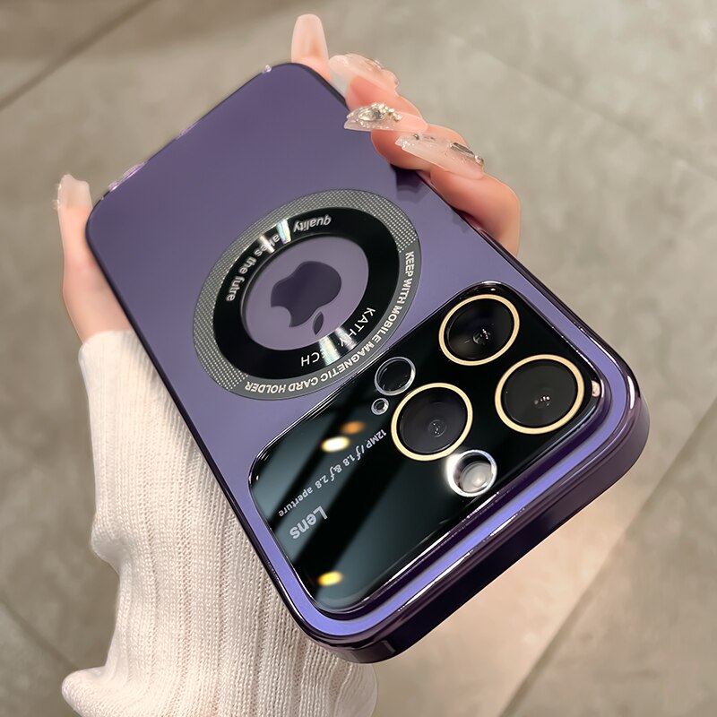 Magnetic frosted all-inclusive iPhone 15-11 phone case for glasses. High-end and simple