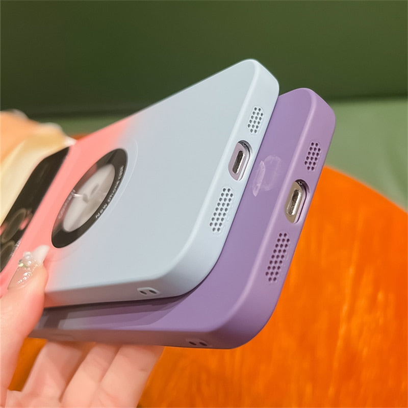 Large Window Camera Protection Gradient Color Case For iPhone