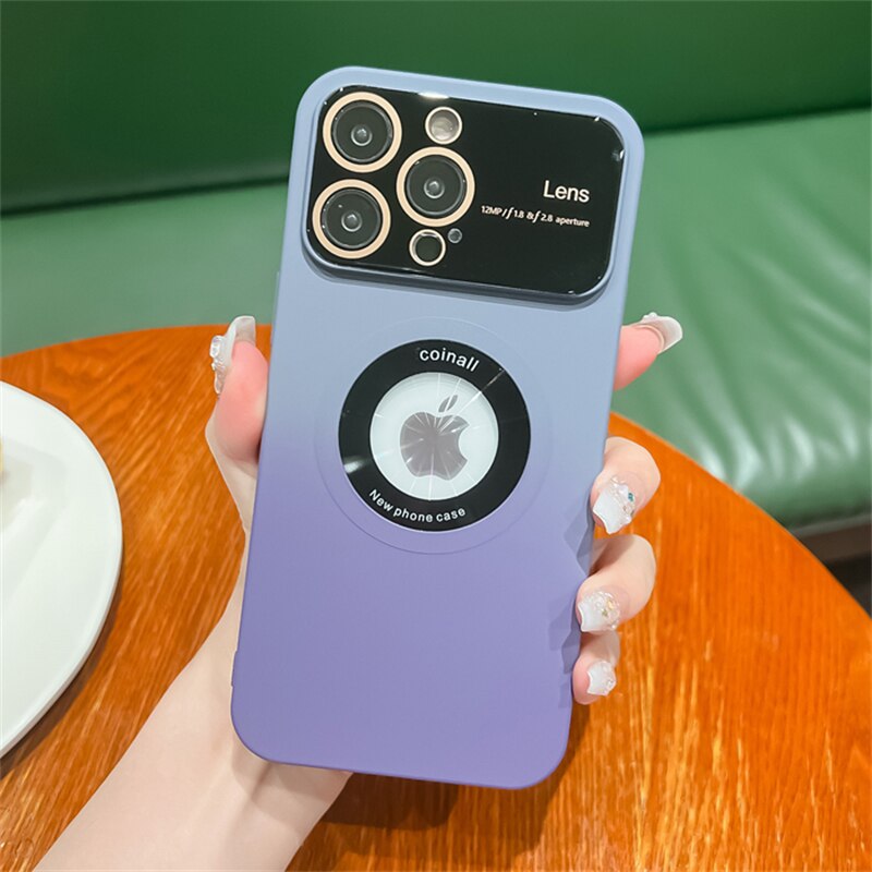 Large Window Camera Protection Gradient Color Case For iPhone