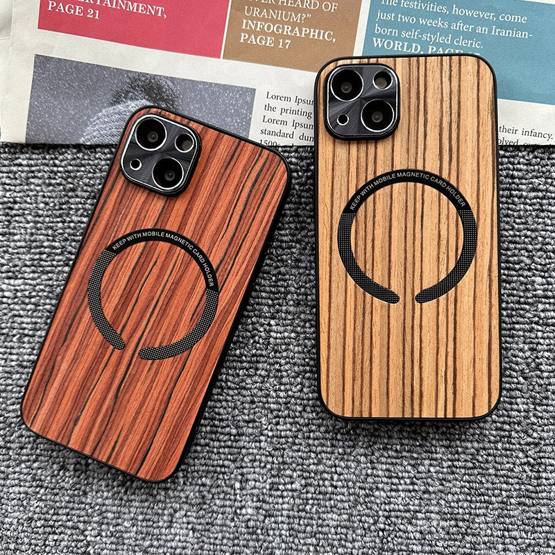 Дерев'яний чохол Magsafing для iPhone із захистом камери